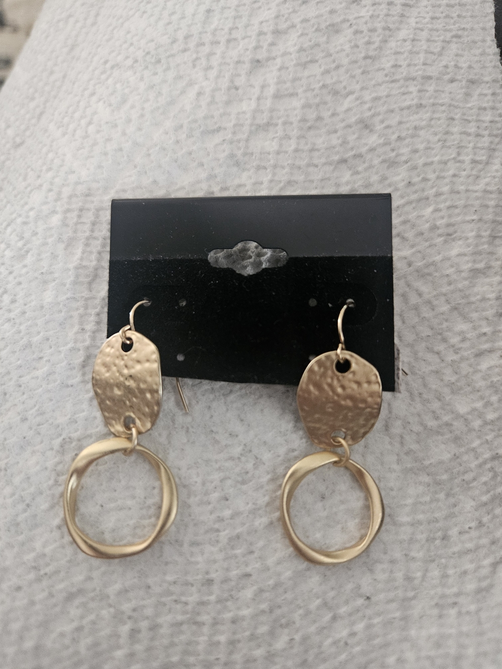 L J Sonder Hammered Gold Double Drop Hoop Earrings